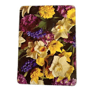 Vintage 1970's Empty Tin Flower Bouquet Garden Colorful Country Cottage Romantic